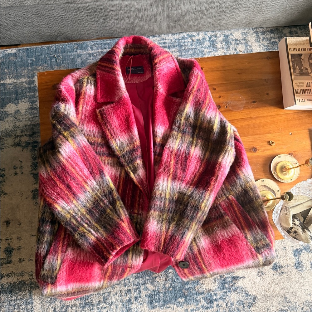 Plaid Women's Jacket in Pink and Brown